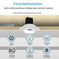 thumbnail image 5 of 4 Pack 5CCT Commercial Trimless 1" LED Recessed Light, 9W 120V Ceiling Canless Downlight with J-Box, Dimmable, 2700K-5000K, 5 of 6