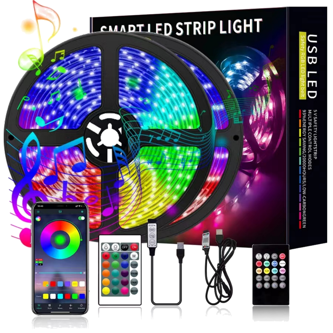 Led Strip Lights,100ft Light Strips with App Control Remote,5050 RGB Led Lights for Bedroom, Music Sync Color Changing Lights for Room Party