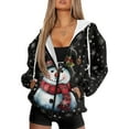 thumbnail image 4 of SCRAWLGOD Snowman Snowflakes Womens Front Zipper Hoodie Sweatshirts for Women Plus Size L with Pockets Zip Hoodie Women Lightweight Womens Zip Up Sweaters for Christmas, 4 of 7