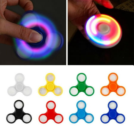 4 PACK - Light Up Color Flashing LED Fidget Spinner Tri-Spinner Hand Spinner Finger Spinner Toy Stress Reducer for Anxiety and Stress Relief