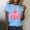 #605-Blue, variant on Womens Autumn T-Shirt, Shiny Glitter Breast Cancer Awareness Pumpkin Print, Short Sleeve Round Neck Top for Fall Fashion and Casual Wear