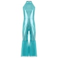 thumbnail image 3 of iiniim Kids Girls Disco Outfit 70s 80s Prom Sparkle Flare Jumpsuit Rave Party Full Bodysuit Sky Blue 6, 3 of 7