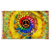 Cayyon Hippie Grommet Flag The World Is Full Of Kind People Be One Flag 3x5Feet Banner with 2 Brass Grommets