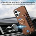 thumbnail image 4 of for iPhone 17 Phone Case Wallet with Card Holder,PU Leather Flip Folio Case,RFID Blocking Ring Holder Kickstand Wrist Strap Magnetic Protective Women Men Cover,Brown,For iPhone 17, 4 of 11
