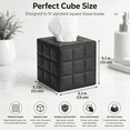 thumbnail image 2 of ABCISI Tissue Box Cover, Square Faux Leather Quilted Tissue Holder with Bottom Opening for Standard Cube Tissue Boxes, Bathroom, Bedroom, Office and Vanity, 5.1 Inch, Black, 2 of 7