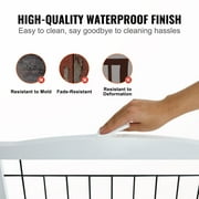 KFFKFF Dog Gate Freestanding, 32 H x 96.5 W Foldable Dog Fence for House Extra Wide Wooden White Indoor Puppy Gate Stairs Doorways Pet Gate Tall Dog Fence 4 Panels Fence, White