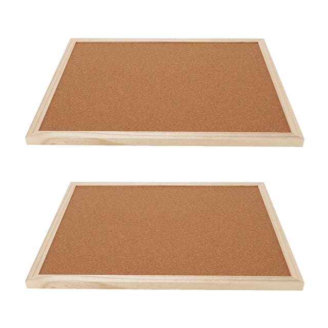 Decorative Hanging Pin Board, Recyclable Lightweight 2Pcs Cork Boards Easy To Install with Wooden Frame for Bulletin