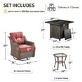 thumbnail image 2 of Gymojoy Swivel Outdoor Chair Set of 4 with 30" Propane Fire Pit Table, Patio Furniture Set with Firepit Brown Wicker High Back Patio Swivel Chairs for Garden Balcony Porch, 2 of 12