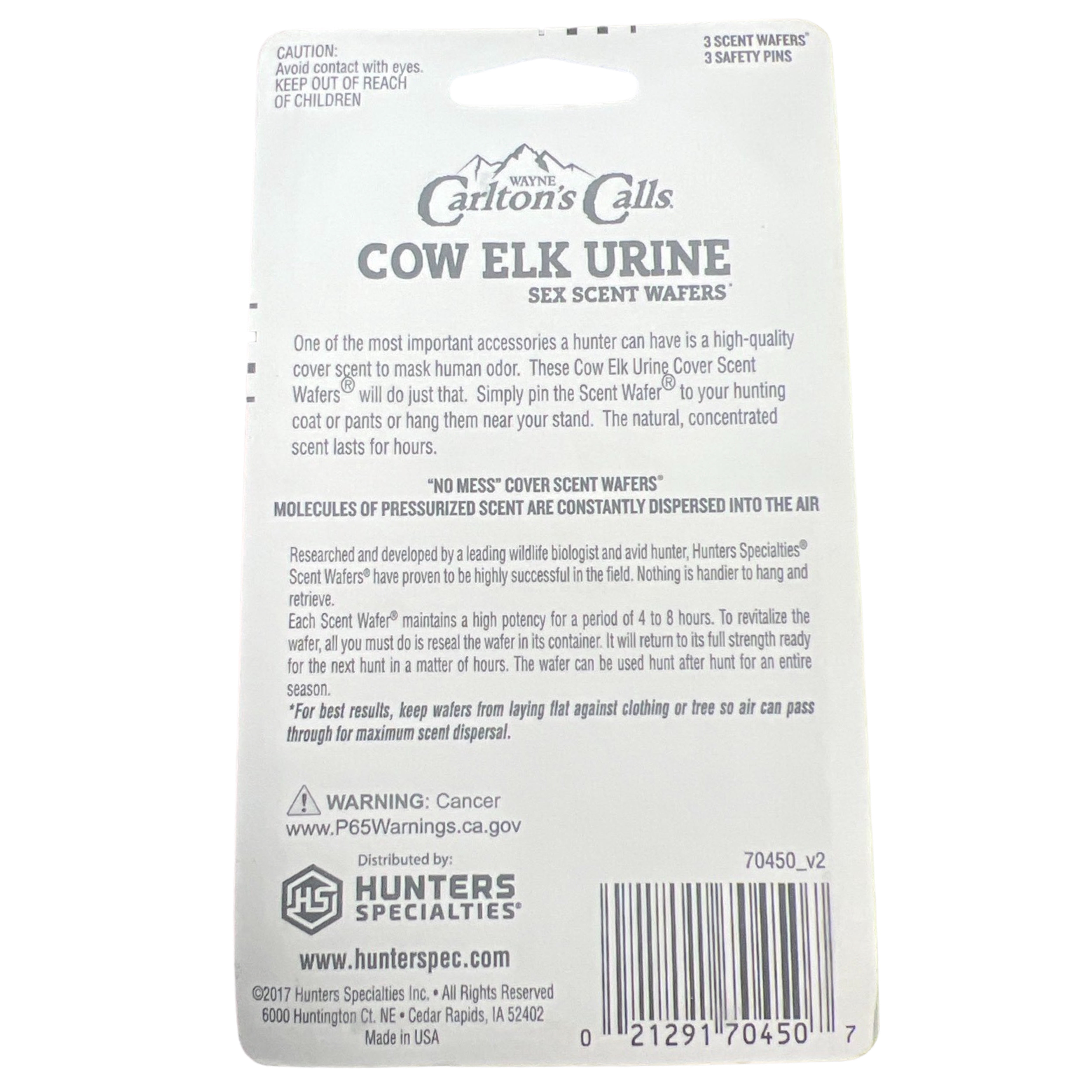Hunters Specialties Wayne Carlton's Cow Elk Urine Wafers, 3 wafers per pack