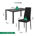 thumbnail image 3 of Juego de Comedor Mesa De Vidrio 6 Sillas De Metal Asiento Acojinado KingsHouse negro, 3 of 7