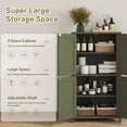 thumbnail image 6 of Bathroom Storage Floor Cabinet Organizer with Adjustable Shelf 4 Magnetic Doors 43" Wooden Pantry Cabinet Freestanding for Kitchen Living Room Small Spaces,Green, 6 of 8