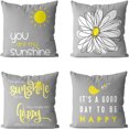 thumbnail image 1 of Linen printed pillowcase four piece set comfortable soft home decor detachable pillowcase, 1 of 4