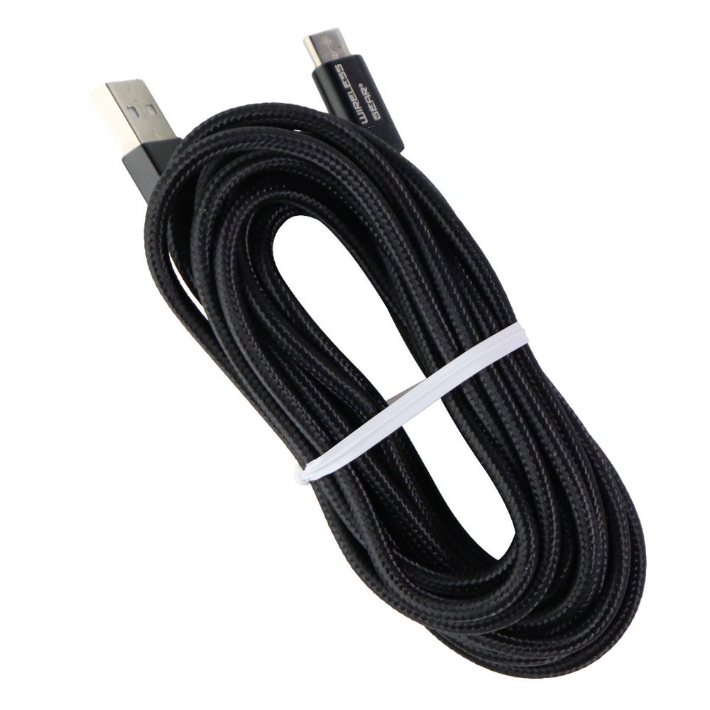 Wireless Gear 10Ft Premium Braided Cable for Micro USB Devices Black