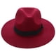 thumbnail image 1 of Sombrero fedora clásico unisex de lana estructurada para hombre y mujer (rojo vino), 1 of 7