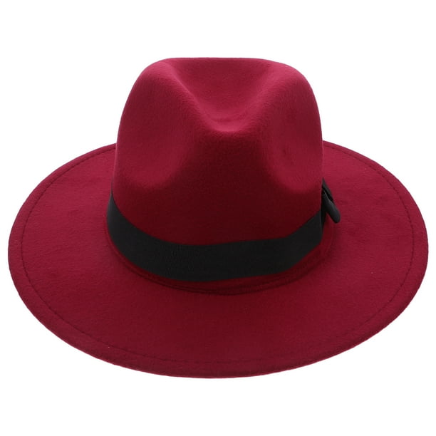 Sombrero Fedora clásico unisex de lana estructurada para hombres y mujeres (rojo vino)