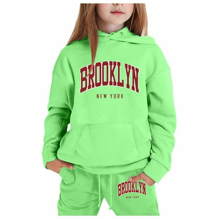 

Zhuashum Toddler Clothes For Girls Boys 3-4 Years Child Toddler Long Sleeve Warm Pullover Hoodie Solid Color Letter Prints Tops Pants Kids Outfits Sweat Suit Adorable Outfits Green