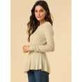 thumbnail image 2 of INSPIRE CHIC Women's Long Sleeve Ribbed Knit Ruffle Hem Peplum Top, 2 of 6