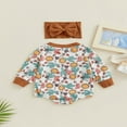 thumbnail image 4 of Ensemble de Combinaisons pour Bébés Filles Imprimé Animal Manches Longues Col et Bandeau, 4 of 8