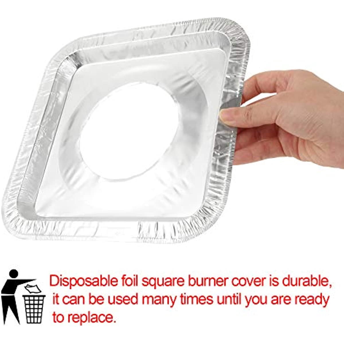 300 Pcs Packed Disposable Gas Burner Liner Square, Aluminum Foil Square Stove Burner Cover, 8.5" Stove Burner Bib Pad, Gas Stovetop Protector