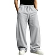 thumbnail image 2 of Men's Track Pants Open Bottom Wide Leg Lightweight Sweat Pants Loose Fit Jogging Sweat Pants with Pockets, 2 of 7