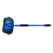 Auto Drive Car Wash Microfiber Mop, Blue Aluminum Telescoping Handle. Portable Cleaning Brush Type.