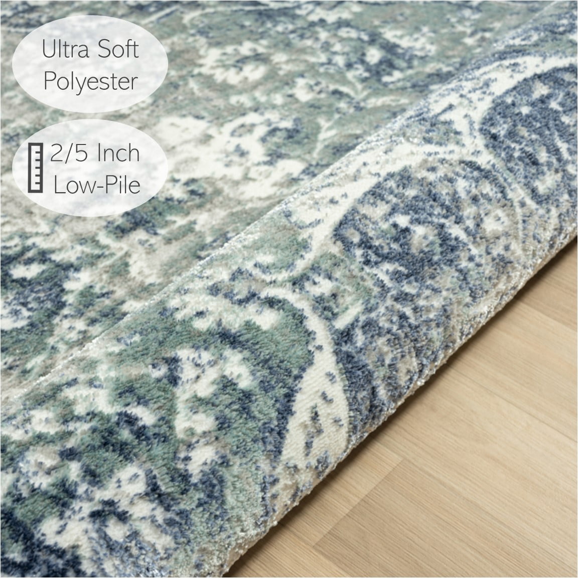 Ox Bay Bethany 5' x 7' Blue Medallion Durable Indoor Area Rug