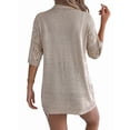 thumbnail image 6 of Cardigan Sweaters for Women Open Front Cropped Crochet Beach Cover Ups Khaki S, 6 of 10