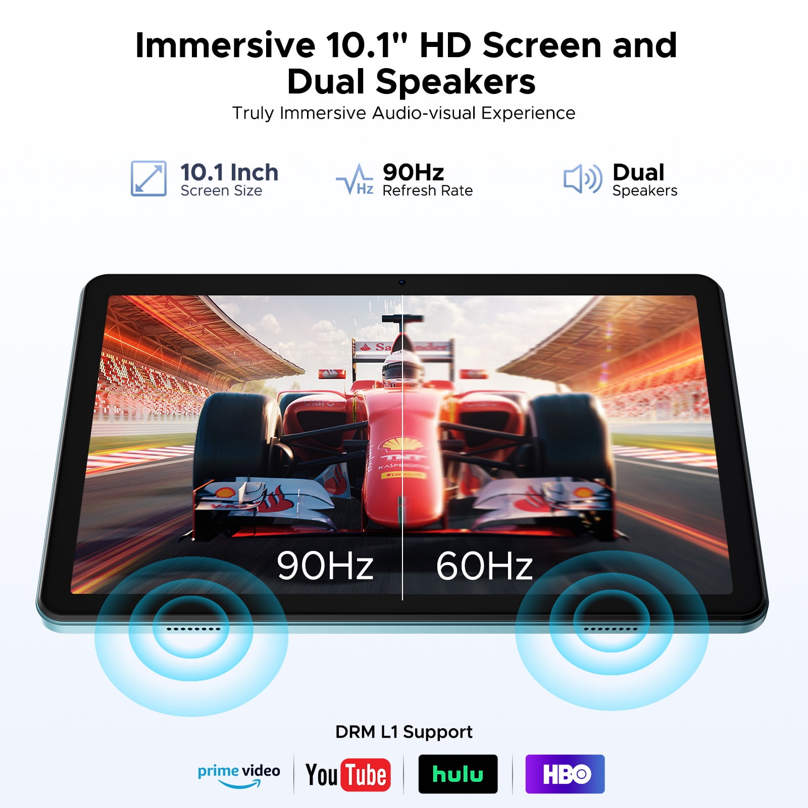 POCKAM P10 10.1 inch Tablet, 48GB RAM+128GB ROM, Android 16 Tablet with Gemini AI, 7000mAh, Unisoc T310 Quad-Core, 90Hz, 8MP+5MP, Dual Speakers, Headphone, Tablet with Keyboard, Pen, Case