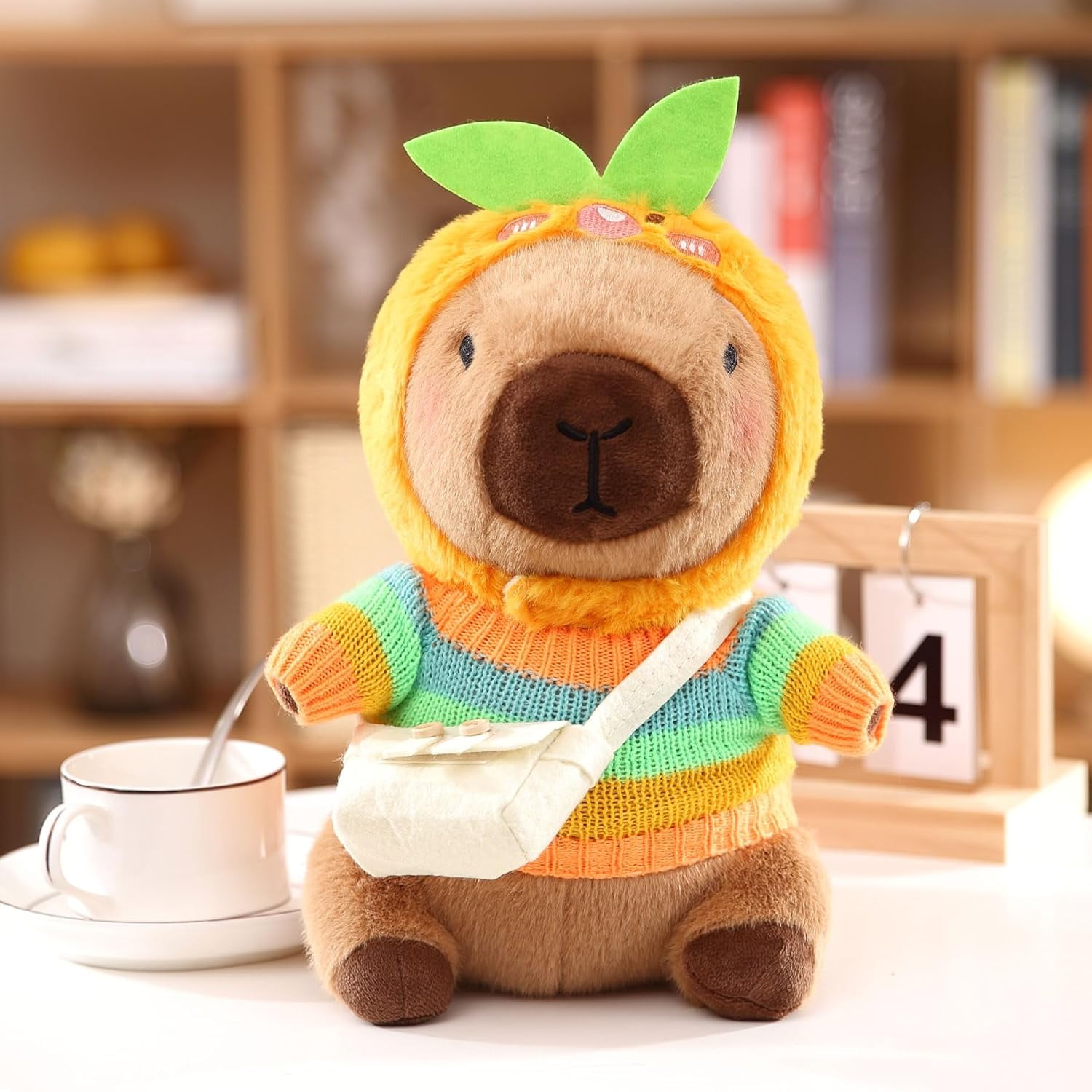 Capybara Plush with 9 pcs Clothes & Accessories, 10.2 in Cute Capybara Stuffed Animal Plush Toys, Dress Up Cute Plushies for Girls/Boys (Black)