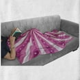 thumbnail image 6 of Retro Soft Flannel Fleece Throw Blanket, Retro Style Effect Stripes Bursting out from the Center with Stars, Cozy Plush for Indoor and Outdoor Use, 50" x 60", Hot Pink and Coral, by Ambesonne, 6 of 6