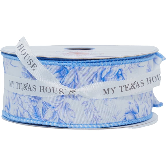 Floral Ribbon, Blue, 18', by My Texas House