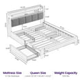 thumbnail image 3 of Greenstell Queen Bed with Headboard and Charging Station, Upholstered bed with 4 Drawers and RGB LED Lights,Black, 3 of 9