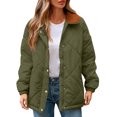 thumbnail image 6 of Nfurl Womens Zip up Quilted Barn Jackets Loose Fit Long Sleeve Solid Color Lapel Puffer Jacket Winter Padded Outerwear Coats Green S, 6 of 9