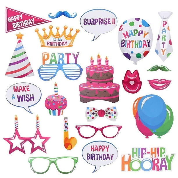 Birthday Photobooth Props Photo Props For Photo Booth Photography Props Joyous Style 22Pcs