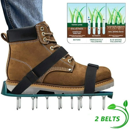 BAOPAI Lawn Aerator Shoes Garden Tools Spike Aerating Loose Soil Reduce Compaction Self Leveling For Yard Garden Lawn Care