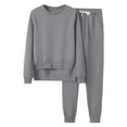 thumbnail image 1 of FAIWAD Women 2 Pieces Outfits Round Neck Irregular Split Sweatshirt Sweatpants Pullover Tracksuit, 1 of 4