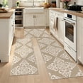 thumbnail image 6 of Vaukki Kitchen Rugs Set of 3, Moroccan Non Slip Machine Washable Kitchen Floor Mats, Heavy Duty Low Profile for Sink Laundry, Beige, 6 of 12