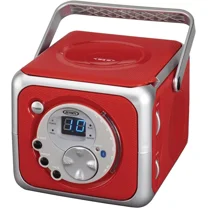 Jensen CD-555 Red CD Bluetooth Boombox Portable Bluetooth Music System