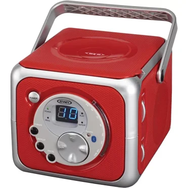 Jensen CD-555 Red CD Bluetooth Boombox Portable Bluetooth Music System