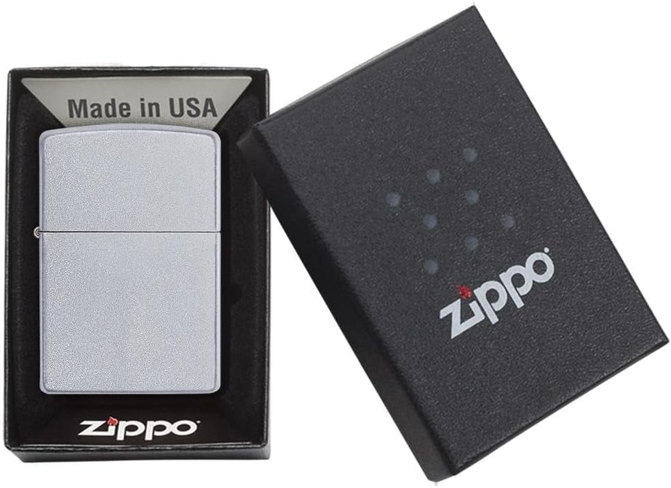 Zippo Lighter - Personalized Chrome Windproof Lighter Custom Message Engrave (Satin Chrome) #205