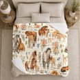 thumbnail image 4 of Mares And Foals Among Flowers And Bows, Cozy Flannel Blanket with Pastoral Watercolor Illustration Print, Housewarming Gift for Horse Family Enthusiasts, Home Decor for Bedroom and Living Room, 4 of 7