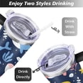 thumbnail image 5 of 40oz Ocean Cute Shark Stainless Steel Flip Straw Tumbler Spill Proof Travel Cup Double Wall Vacuum Insulated Coffee Mug with Top Handle, 5 of 6