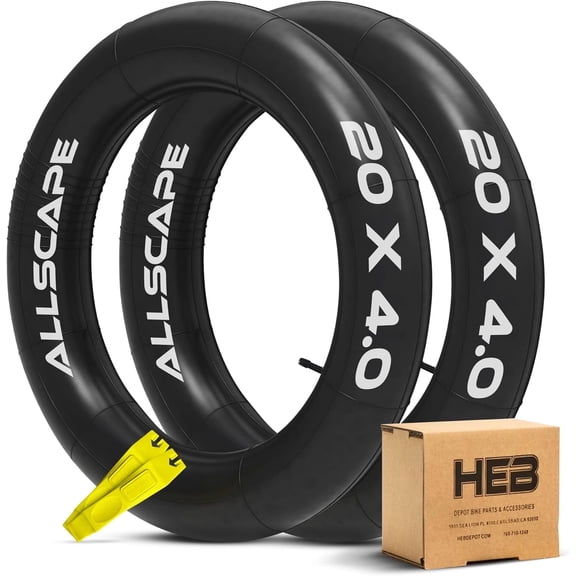 Happy Ebikes Heavy Duty Bike Tube for Ebike Tires, Puncture Resistant Inner Tubes for Bikes, 20” x 4” Bike Tire Tube for MTB, Fat Tire Tube, 20” x 4” Bike Tubes, 2-Pack