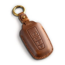 OFFCURVE Leather Key Fob Cover for Toyota, 3/4 Buttons, Brown
