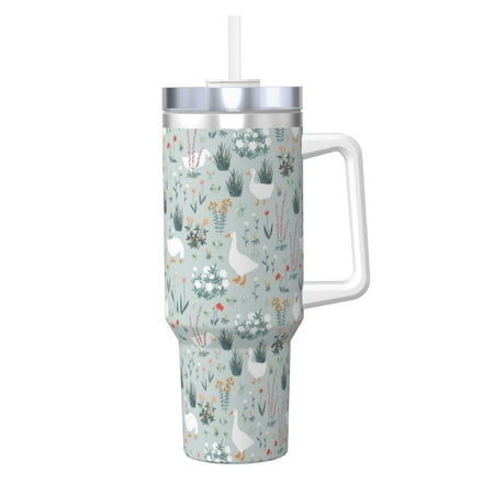 

KLL Goose and Doodle Flowers Print 40oz Stainless Steel Insulated Car Cup Coffee Mug with Spillproof Lid - Keep Your Drink Hot or Cold on the Go