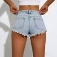 thumbnail image 5 of CIENVNSTG Womens Mid-High Waisted Jean Shorts Ripped Cutoff Denim Shorts Stretchy Summer Short Pants Casual Distressed 2026 Summer Clothes with Pockets Light Blue 2XL, 5 of 6