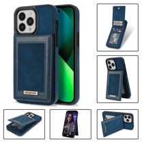 ELEHOLD Flip Leather Wallet Case for iPhone 14 Pro 6.1 inch with RFID Blocking Card Slots Holders Magnetic Buckle Kickstand Function Business Style Men Women Case,Blue