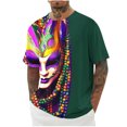 thumbnail image 2 of Jinhomg Mens Holiday Party T-Shirt Novelty Funny Mardi Gras Masks Graphic Tees Big and Tall Comfy 3/4 Sleeve Carnival Themed Tops 2025 Gifts Winter Saving Army Green M, 2 of 5