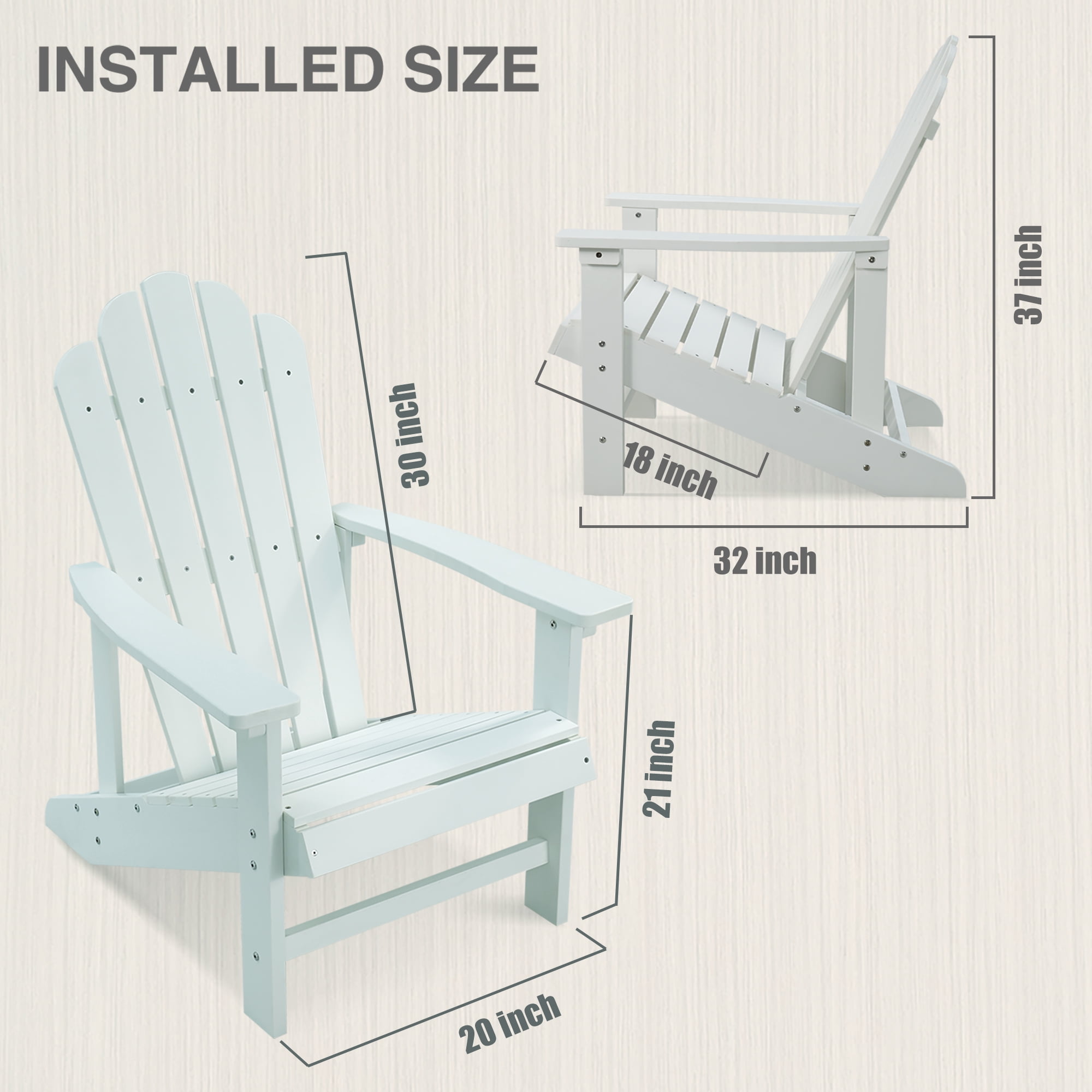 GONICHA Adirondack Chair,All-Weather Poly Lumber Fire Pit Chair for Patio Garden,White