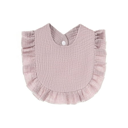 

Infant Baby Girls Boys Bibs Soft Absorbent Ruffled Solid Feeding Smock Stuff Button Closure Washable Clothes Accessory